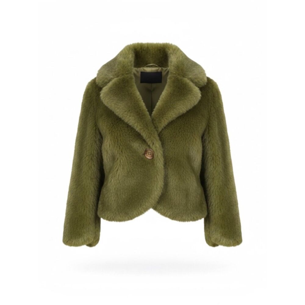 Terry Lewis Classic Luxuries Olive Green Teddy Jacket Small